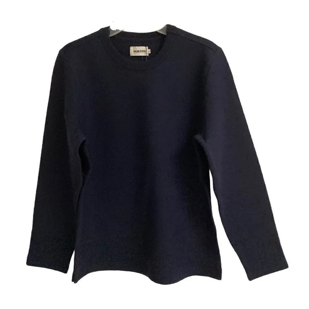 Taylor‎ Stitch The Weekend Crewneck pull over Navy Boiled Wool Sweater